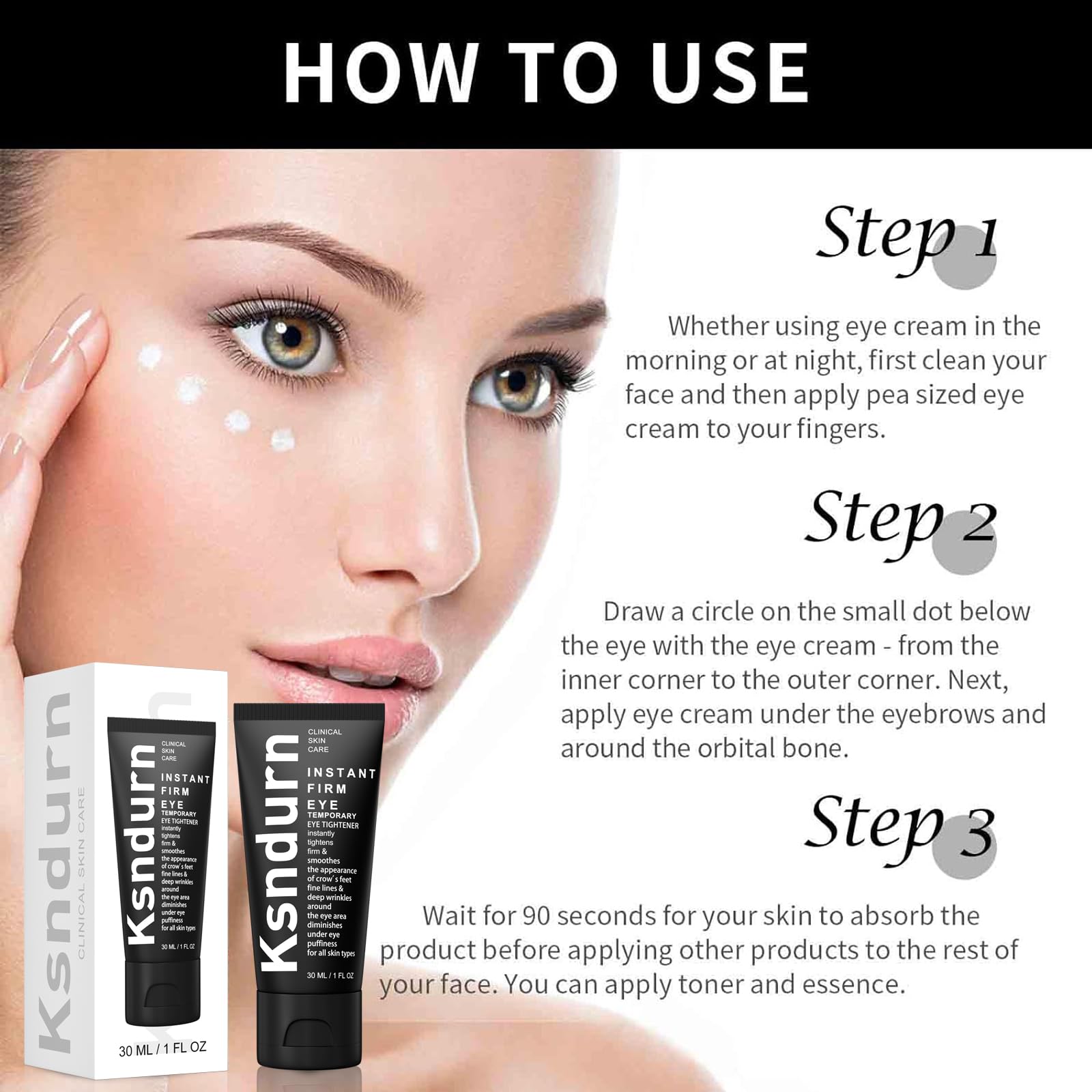 Celyn Instant Firm Eye Tightener, Ksndurn Eye Bag Cream, Reduce Eye Bags, Fade Fine Lines, Dark Circles - Image 2