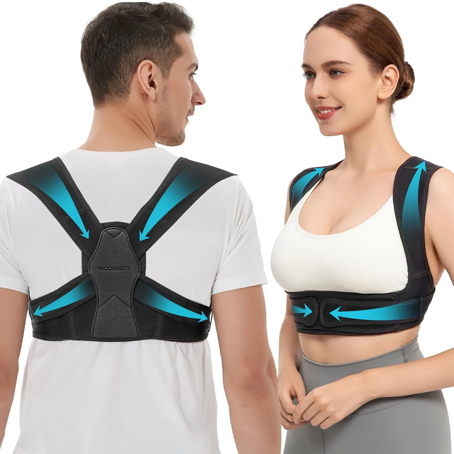 VICORRECT Posture Corrector for Back Support: Adjustable Shoulder Straightener for Women Men - Comfortable Upper Back Brace for Office Home Use