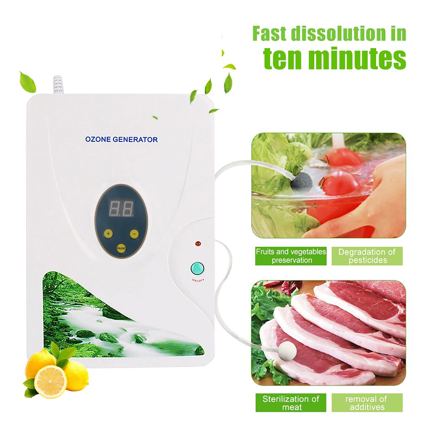 ZJchao Ozonizador doméstico Digital generador de ozono ionizador purificador de Aire