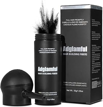 Professional Hair Fibres,Black Hair Fibers for Men Women,Nature Keratin Hair Building Fibers with Separate Nozzle,Instant Undetectable Coverage Black,30g