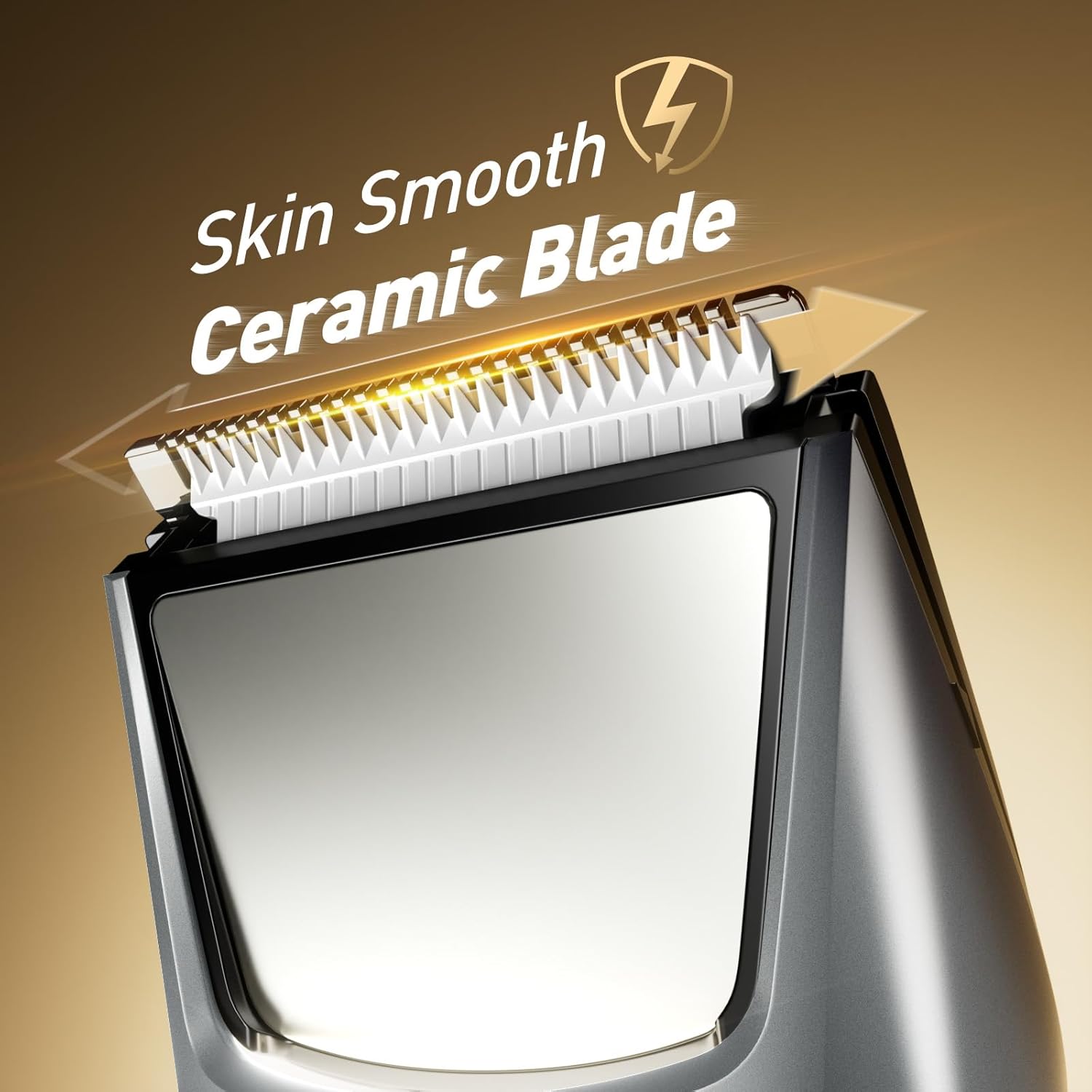 Body Groomer for Men: Pubic Hair Trimmer with Mirror & LED Light - Electric Ball Shaver with Ceramic Blades & Travel Lock - Men's Shaver IPX7 Waterproof for Use on Groin/Legs/Chest -Cool Green - Image 4