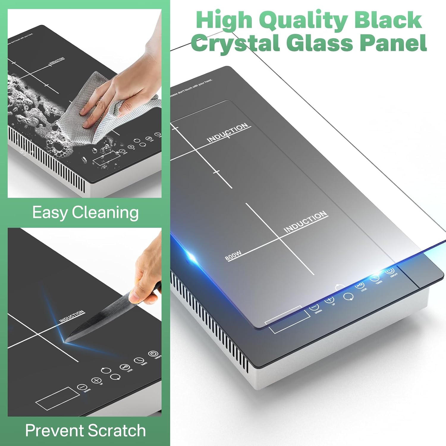 Double/Dual Induction Cooktop 2 Burner, Portable Induction Hob for Cooking, 2 ring induction hob Electric Cooktop,Portable Stove Top Burner Electric Stove Bulit-in/Countertop