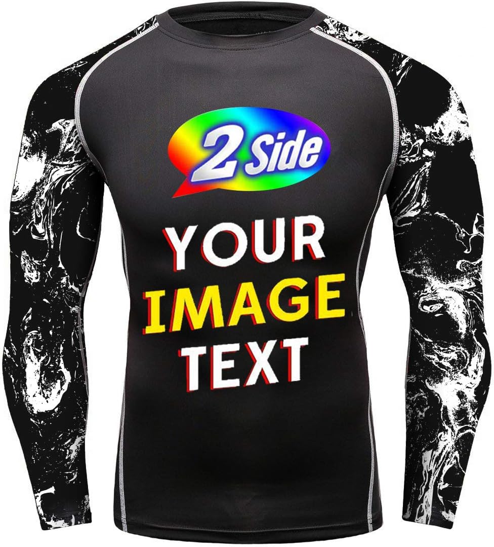 O2TEE Design Your Own Long Sleeve Compression Trainning Top Front & Back Add Your Text