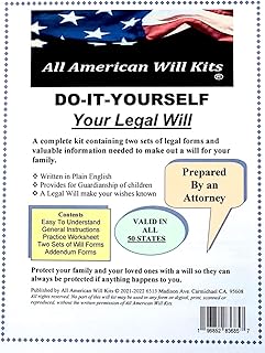 Do-It-Yourself Legal Will Kit – Come with Two Sets – No Printing – No Downloading - No CD is Required - Prepared by an Attorney - Valid in All 50 States., Multicolor