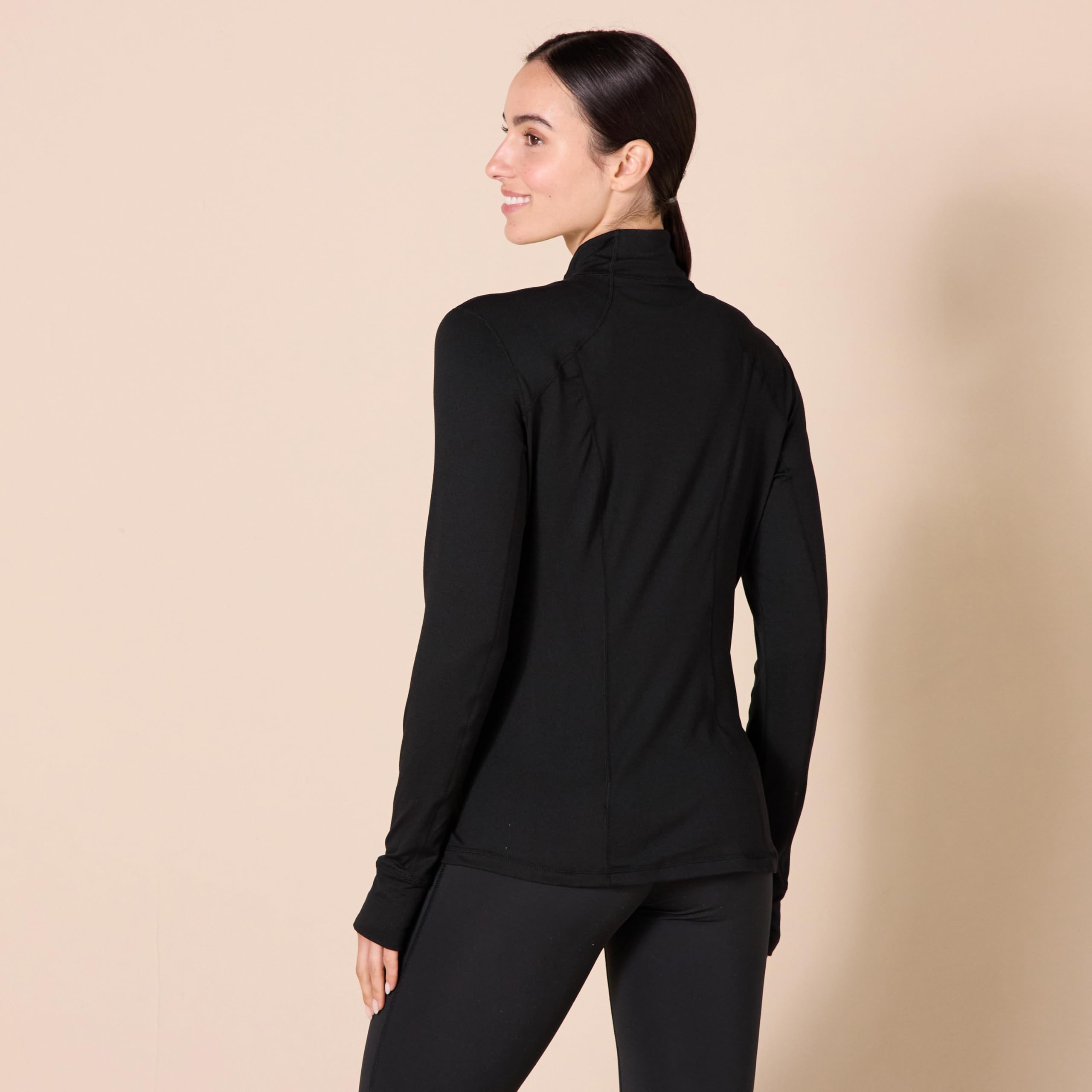 Amazon Essentials Women's Fleece Full-Zip Jacket - Brushed Tech Stretch, Black, Large (Available in Plus Size)
