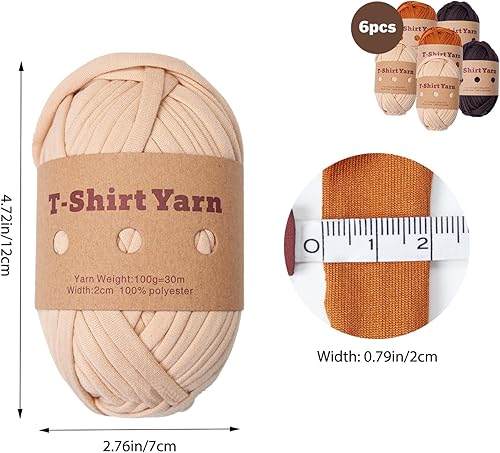 Miniatura 4 de Hilo para manta, hilo de ganchillo, 6 piezas, hilo grueso para tejer, 33 yardas, hilo elástico grueso para bolsas, mantas, alfombras de ganchillo,