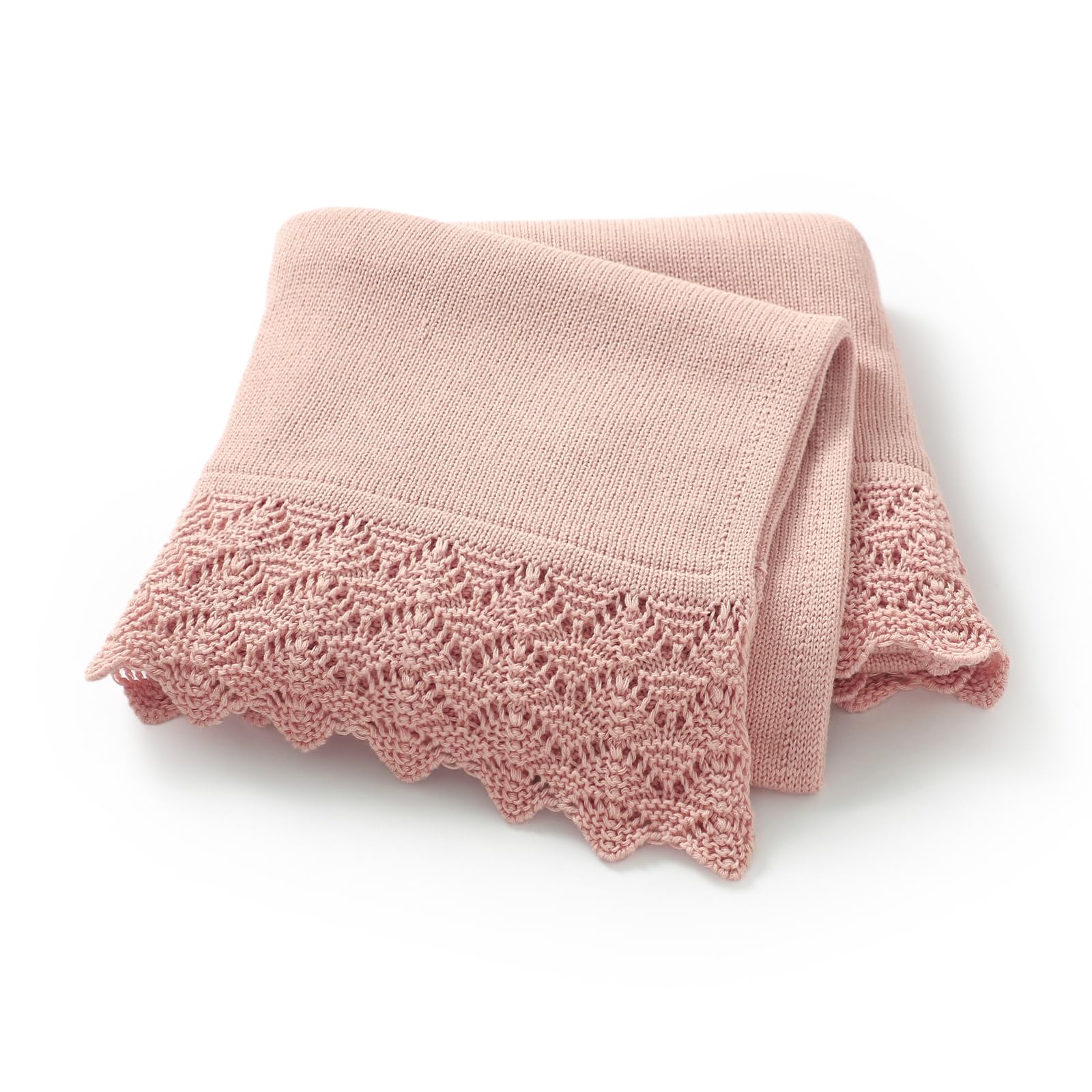 Hadetoto Cotton Baby Blanket for Newborn Soft Knit Boy Girl Blankets Baby Essentials Newborn Gift 100 x 80cm (Baby Pink)