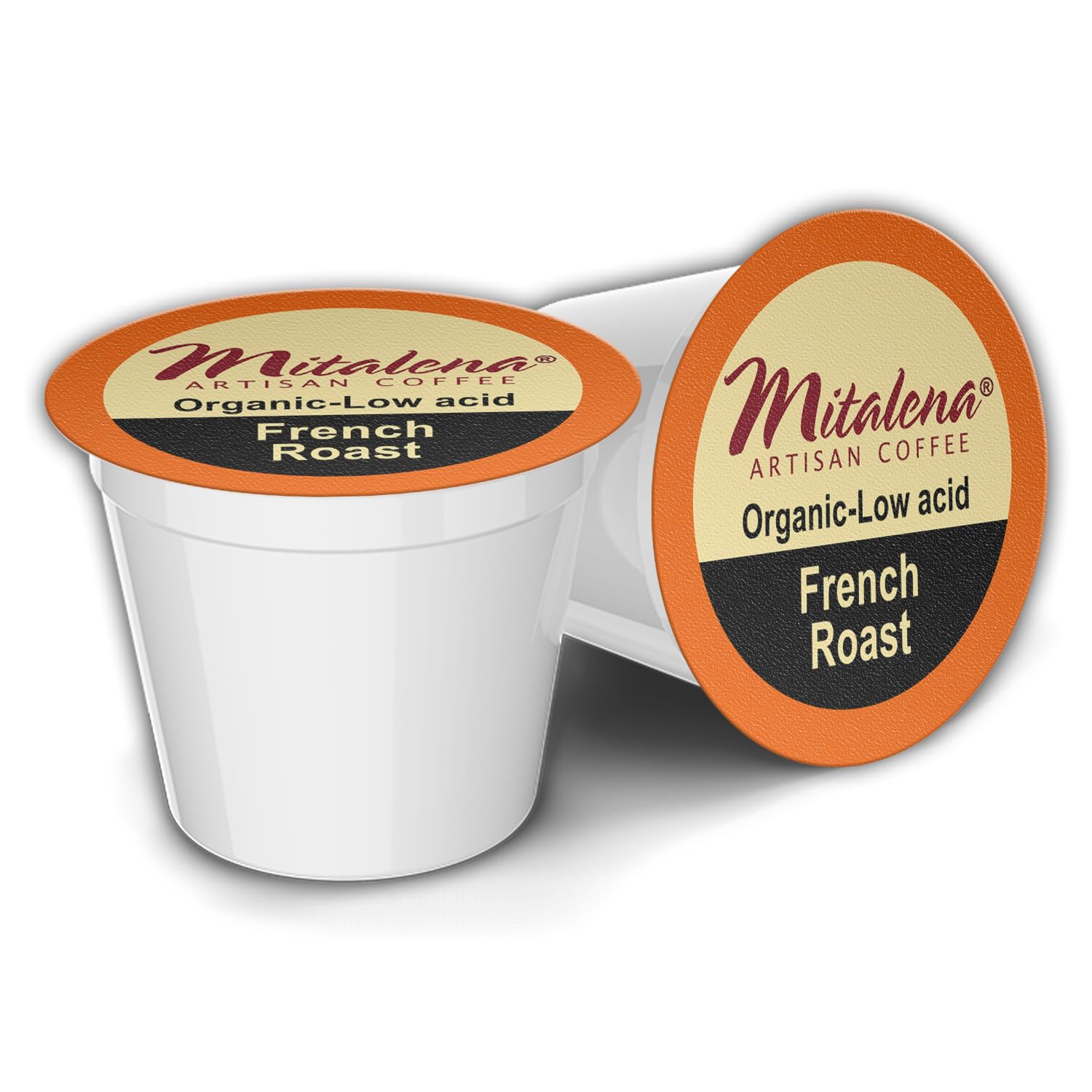 Mitalena French Roast Organic Coffee Pods - Dark Roast, Low Acid Coffee for Keurig K-cup, 72 Cups