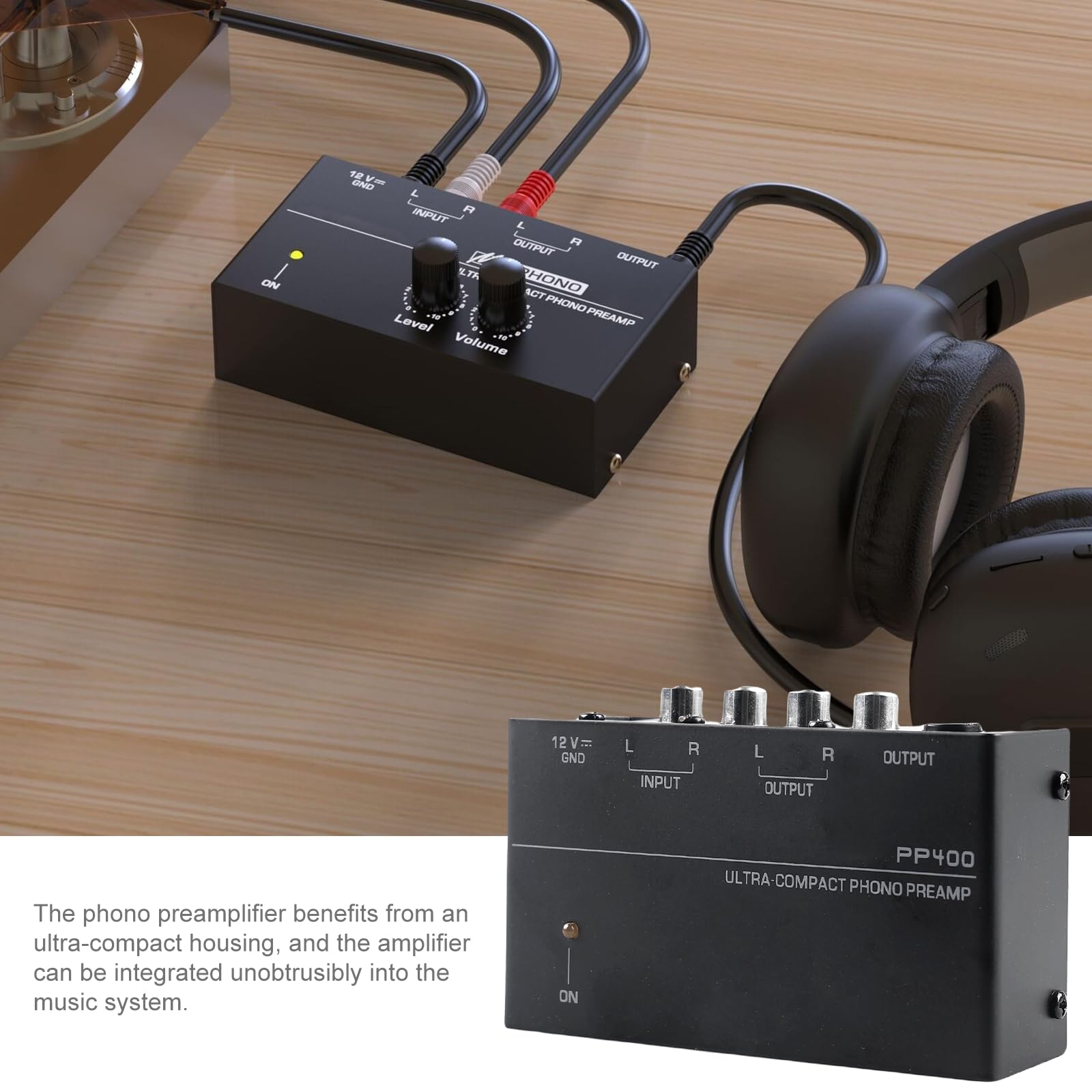 Preamplificatore Phono Giradischi, Mini Preamp Audio Stereo DC 12V Ingresso Uscita RCA