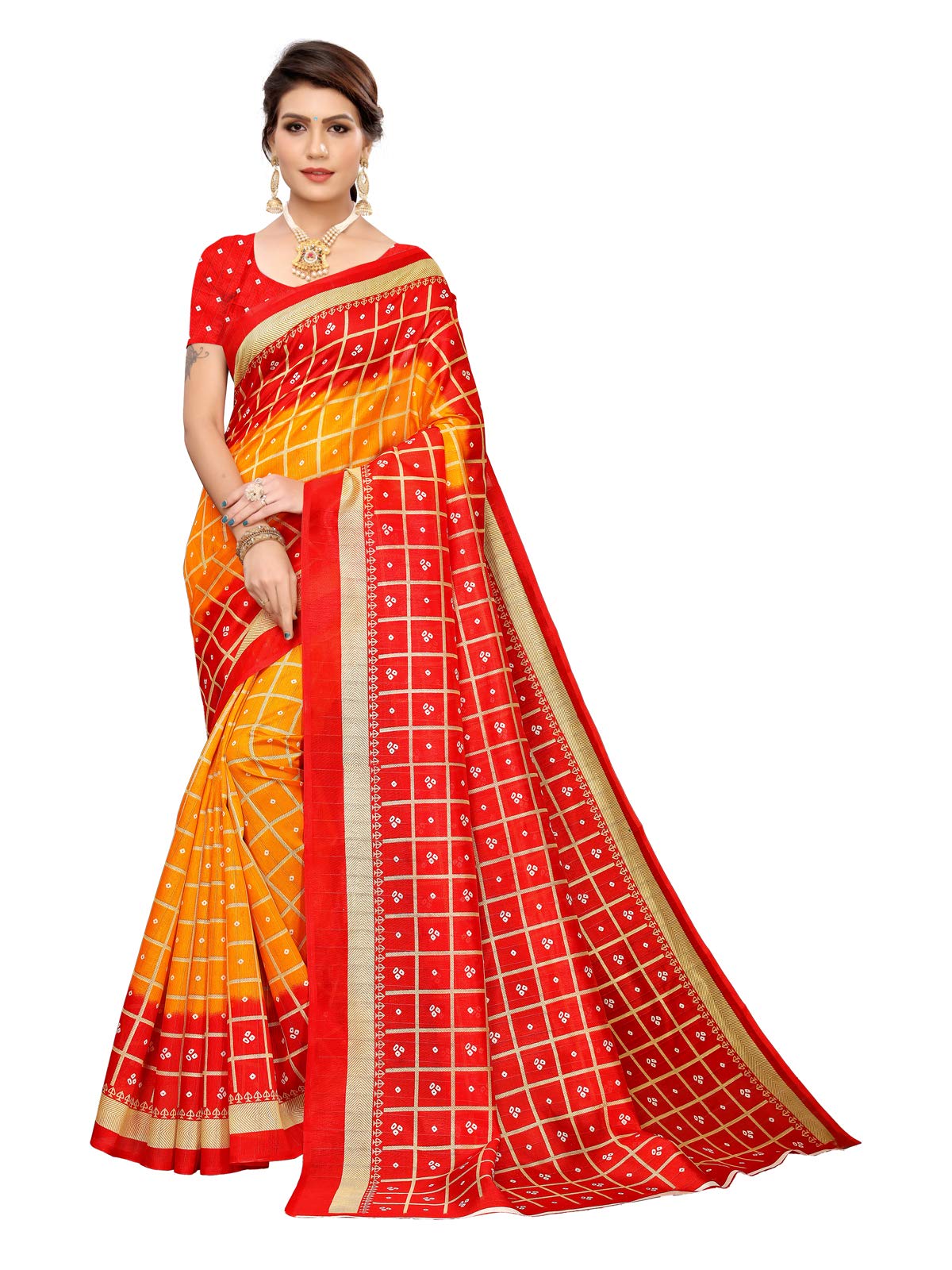 SIRILWomen's Art Silk Banarasi Jacquard Saree With Unstitched Blouse Piece