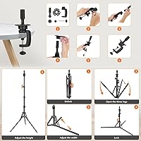 Vista 6 de Cabeza de maniquí de lona de 22 pulgadas con soporte de trípode de 63 pulgadas, juego de cabeza de lona para pelucas, exhibición