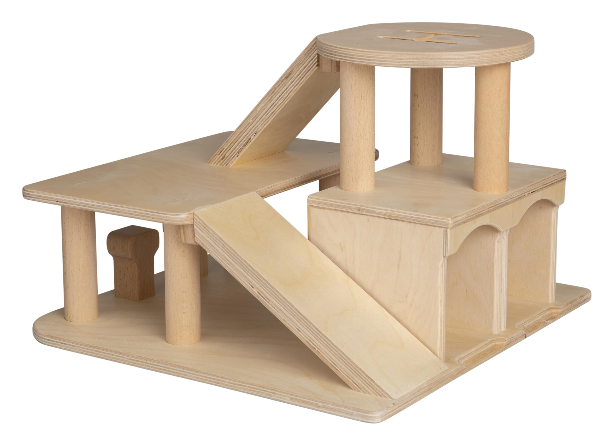 Van Dijk Toys wooden toy garage with helicopter deck - Natural (Childcare quality)