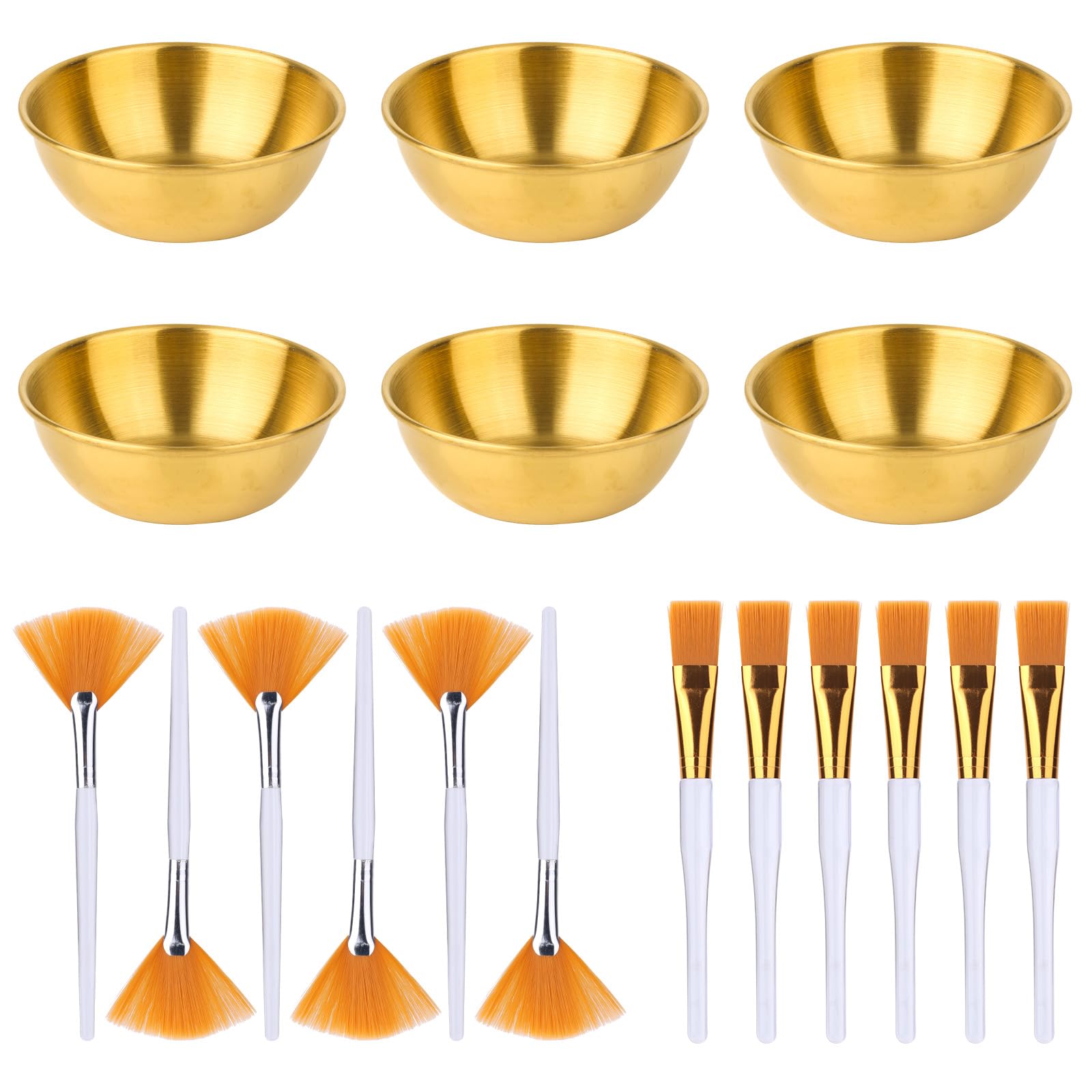 18pcs Esthetician Facial Supplies Set, Including 6 Gold Stainless Steel Bowls