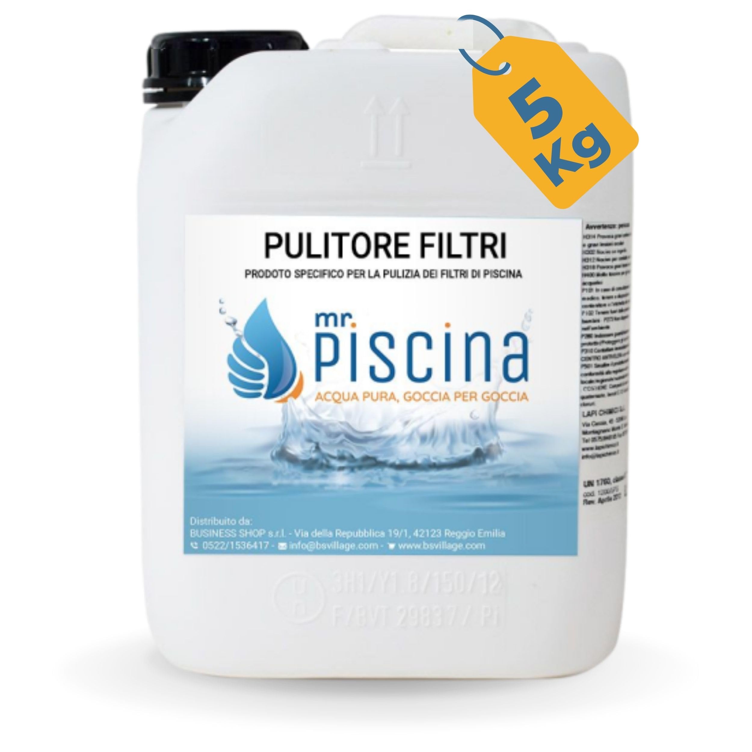 Pulitore Filtri a Sabbia Liquido, Detergente Disincrostante e Sgrassante Professionale, Rimuove Calcare e Batteri dal Letto Filtrante, Ottimizza la Filtrazione, 5 Litri