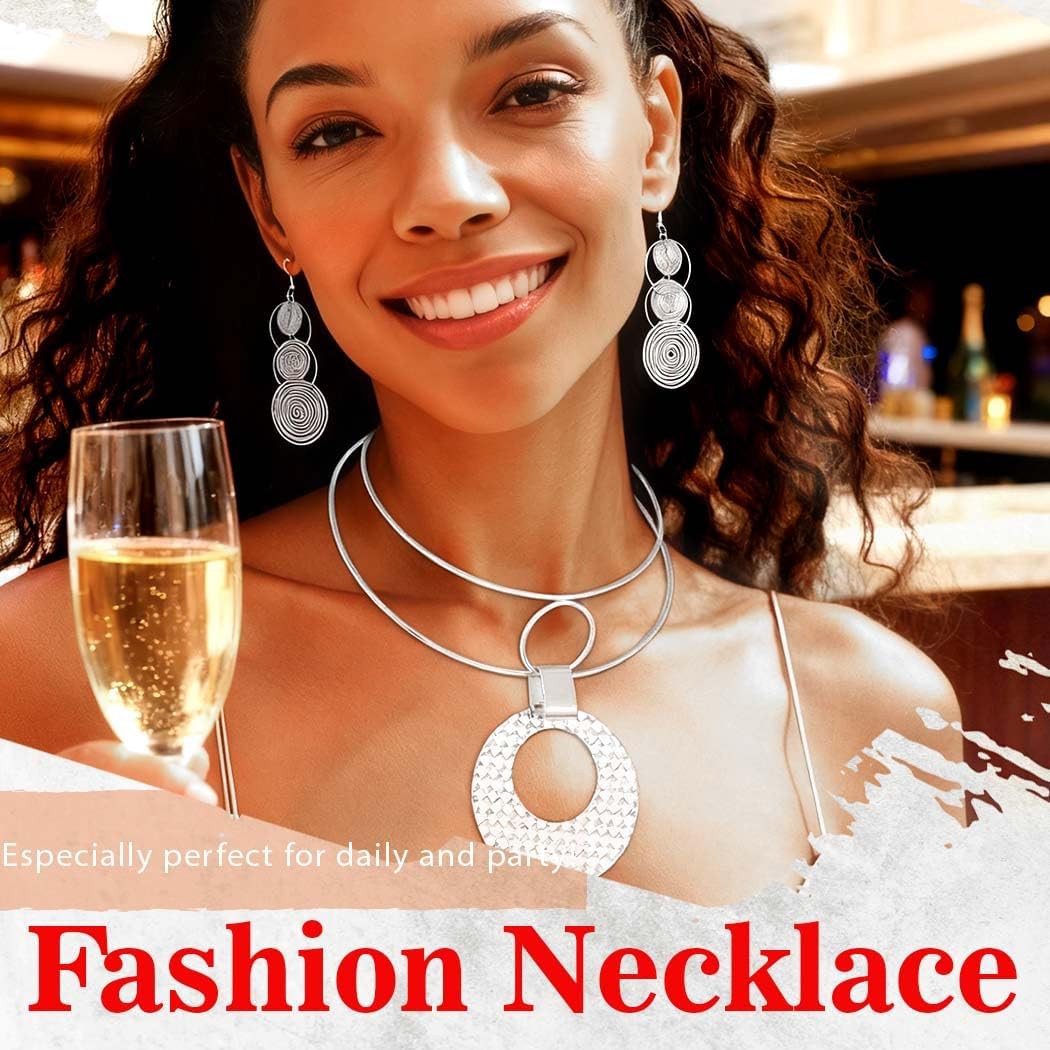 African Choker Necklace and Earring Set Statement Pendant Jewelry Sets for Women - Image 6