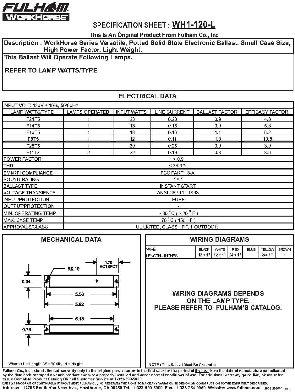 Fulham WH1-120-L WorkHorse Adaptable Ballast - 120V