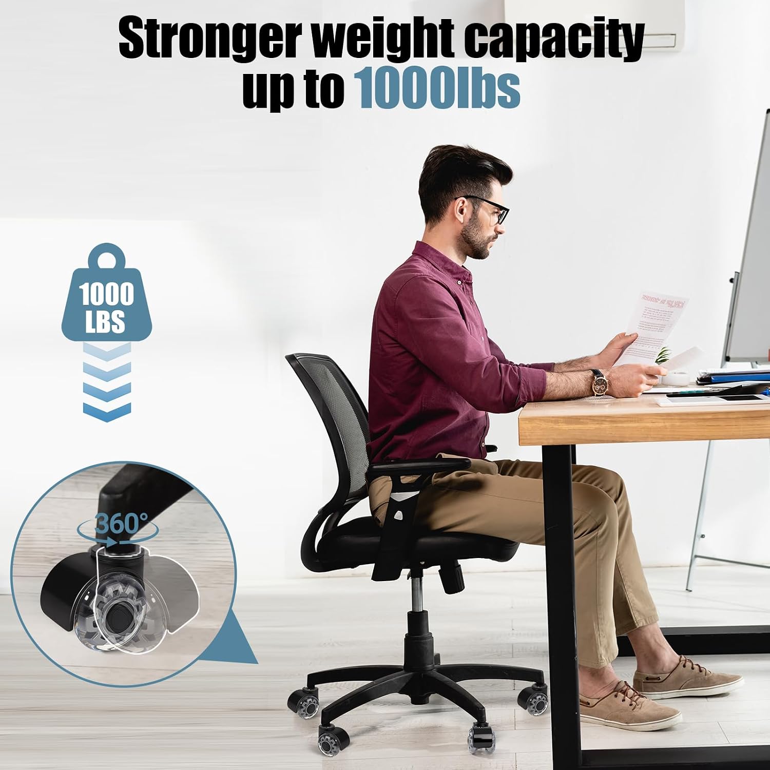 2 Inch Office Chair Wheel Replacement(Set of 5),Smooth & Quiet Office Chair Casters for All Floors,11x22mm Office Chair Replacement Wheels Fits 98% of Computer Gaming & Desk Chairs