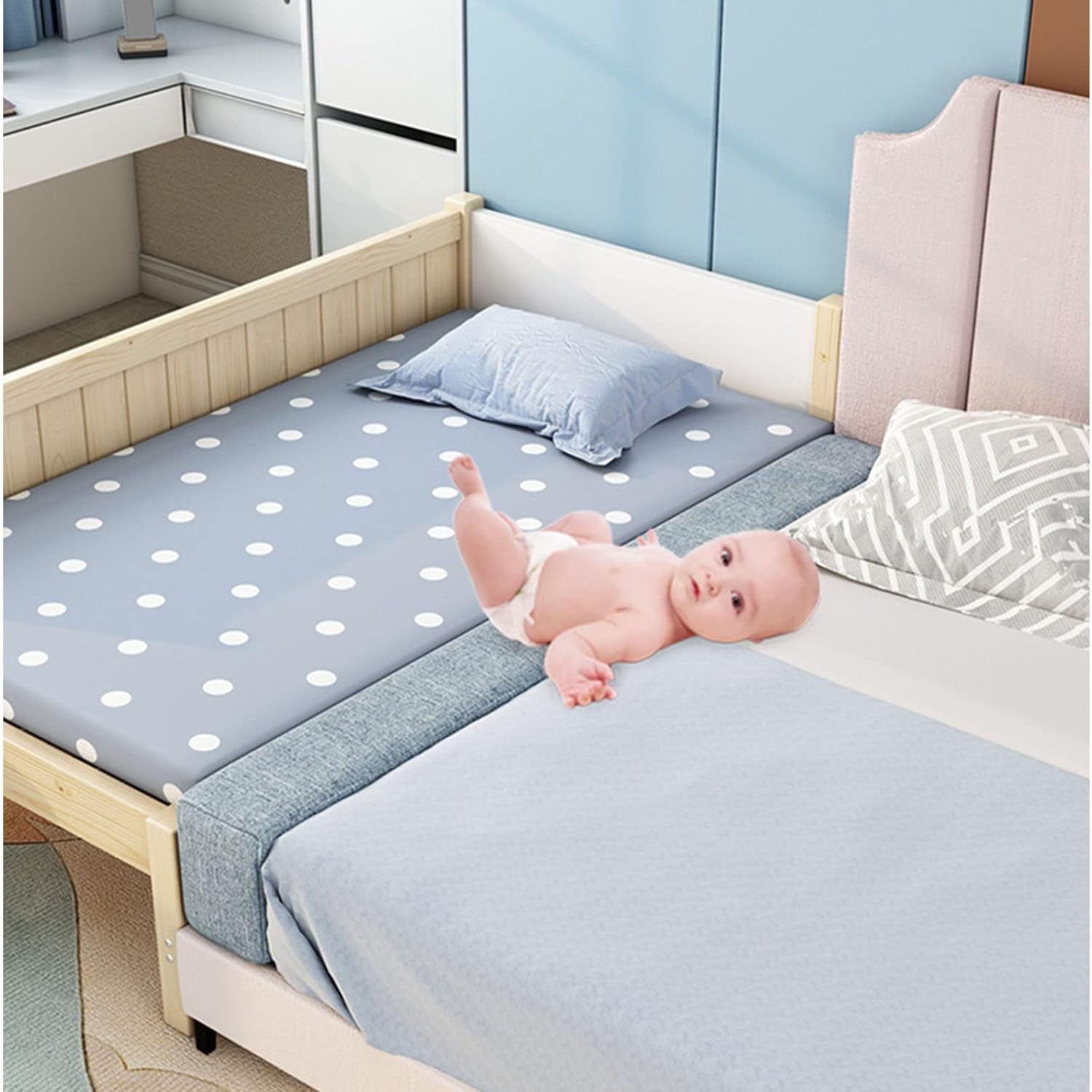EFELIM Linen Bed Gap Filler for Queen King Full Size Bed, Rectangle Mattress Extender Thicken Sponge Headboard Pillow Gap Filler Bolster for Bed Sofa (Light Gray,47X4X4'')