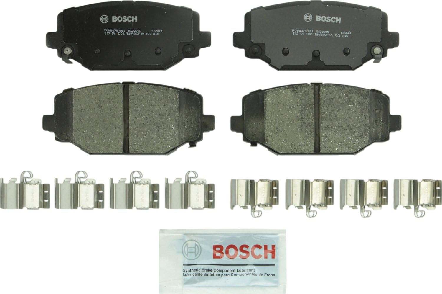 BOSCH BC1596 QuietCast Premium Ceramic Disc Brake Pad Set - Compatible with Select Chrysler Town & Country; Dodge Grand Caravan, Journey; Ram C/V; Volkswagen Routan; REAR