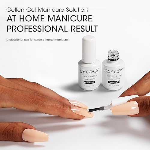 Miniatura 7 de Gellen Top Coat y Base Coat para Gel Polish - Acabado Shine de larga duración, 8ml cada botella