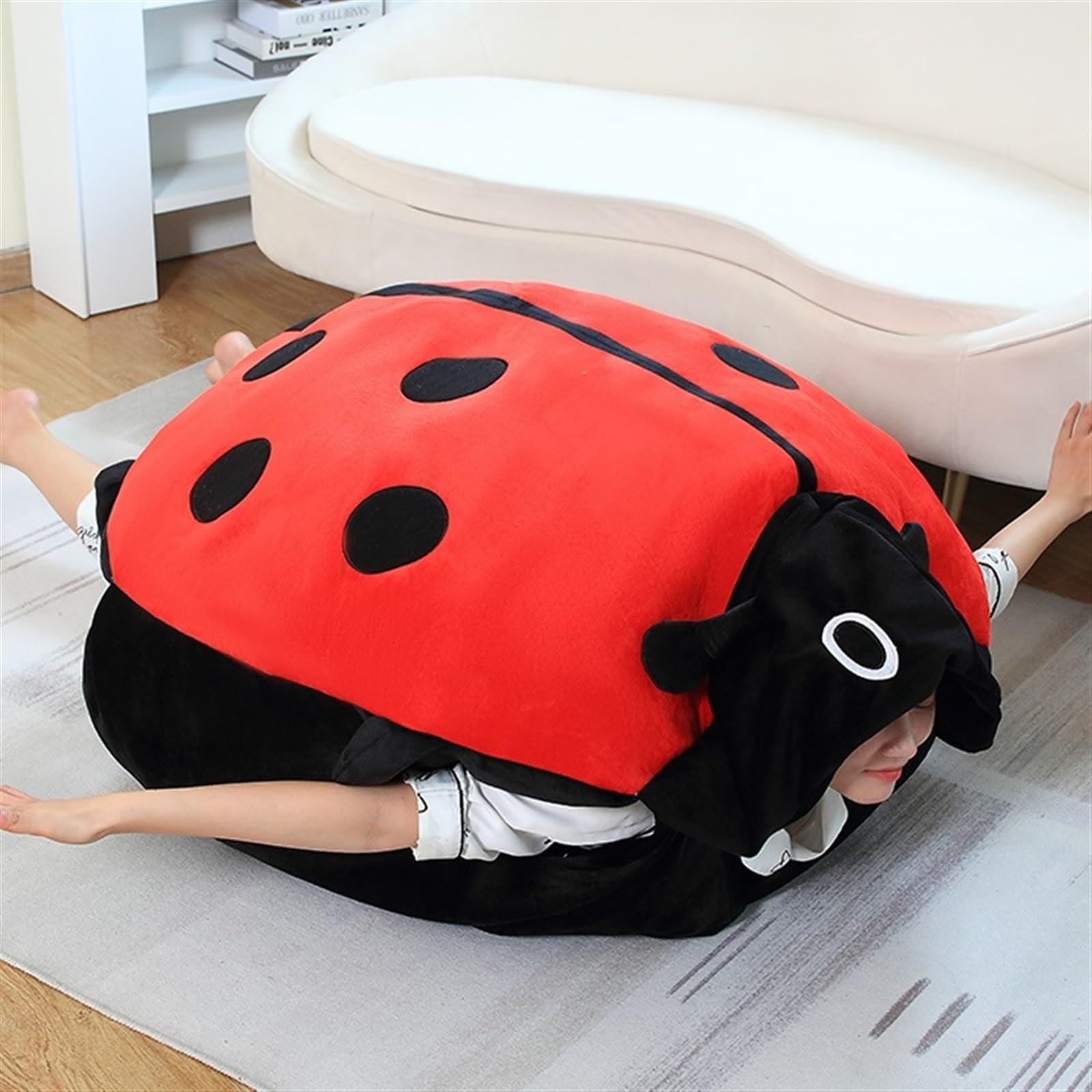 Peluche Coccinella Gigante 80 Cm: Morbido Cuscino Abbracciabile In Cotone PP, Regalo Per Bambini E Amanti, Colore Blu
