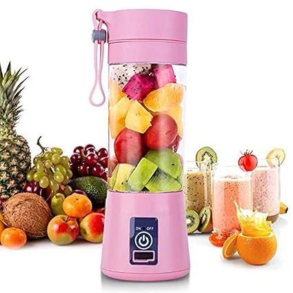 JIYA PELIXO Portable Electric USB Juice Maker Juicer Blender Bottle,Grinder Mixer,4 Blades Rechargeable Bottle with (Multi color)