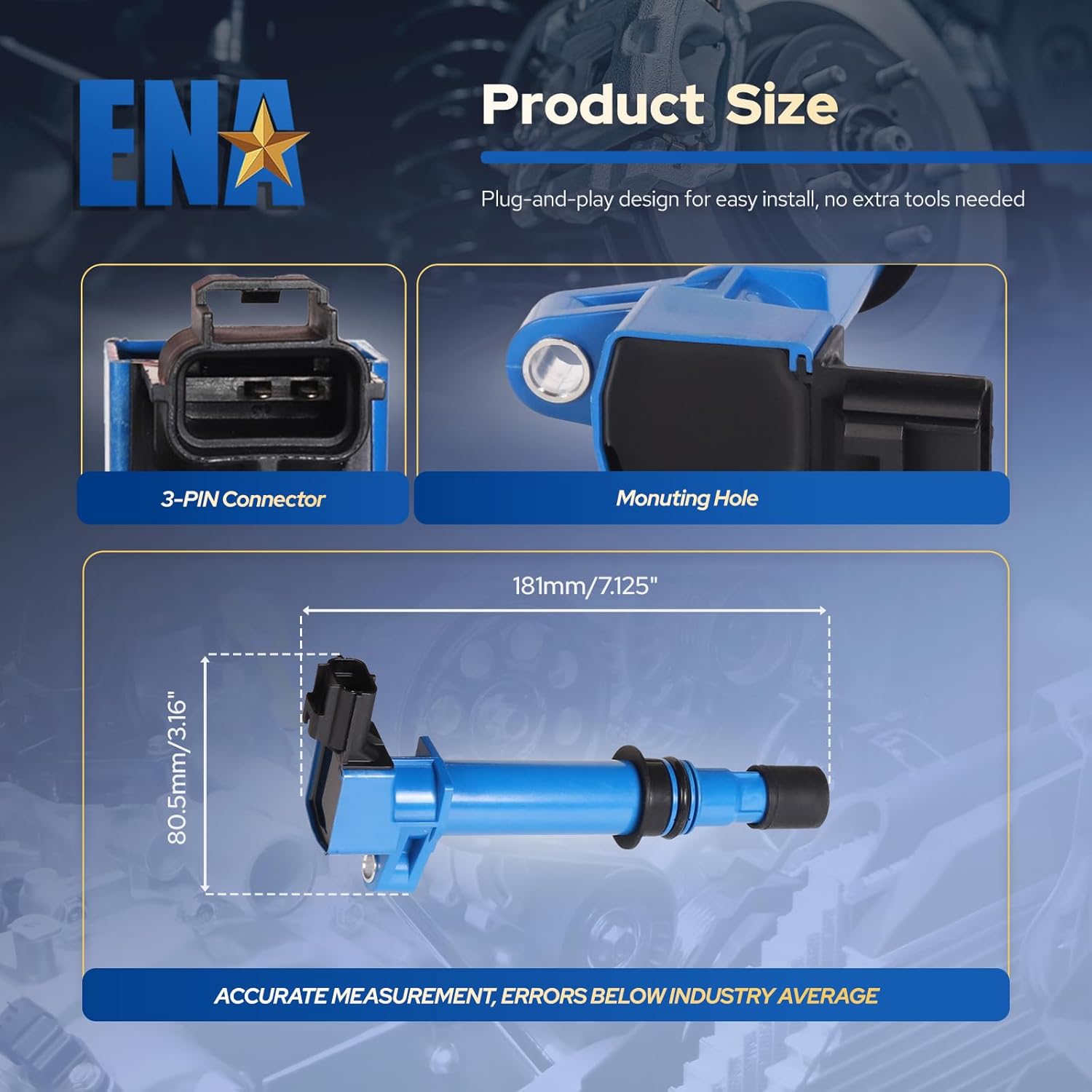 ENA Set of 8 Blue Ignition Coil Pack 4.7L V8 Compatible with Dodge Jeep Ram 1500 Dakota Durango 2000-2007, Commander 2006-2007, Grand Cherokee 1999-2007 Coils Replacement For UF270 C1231