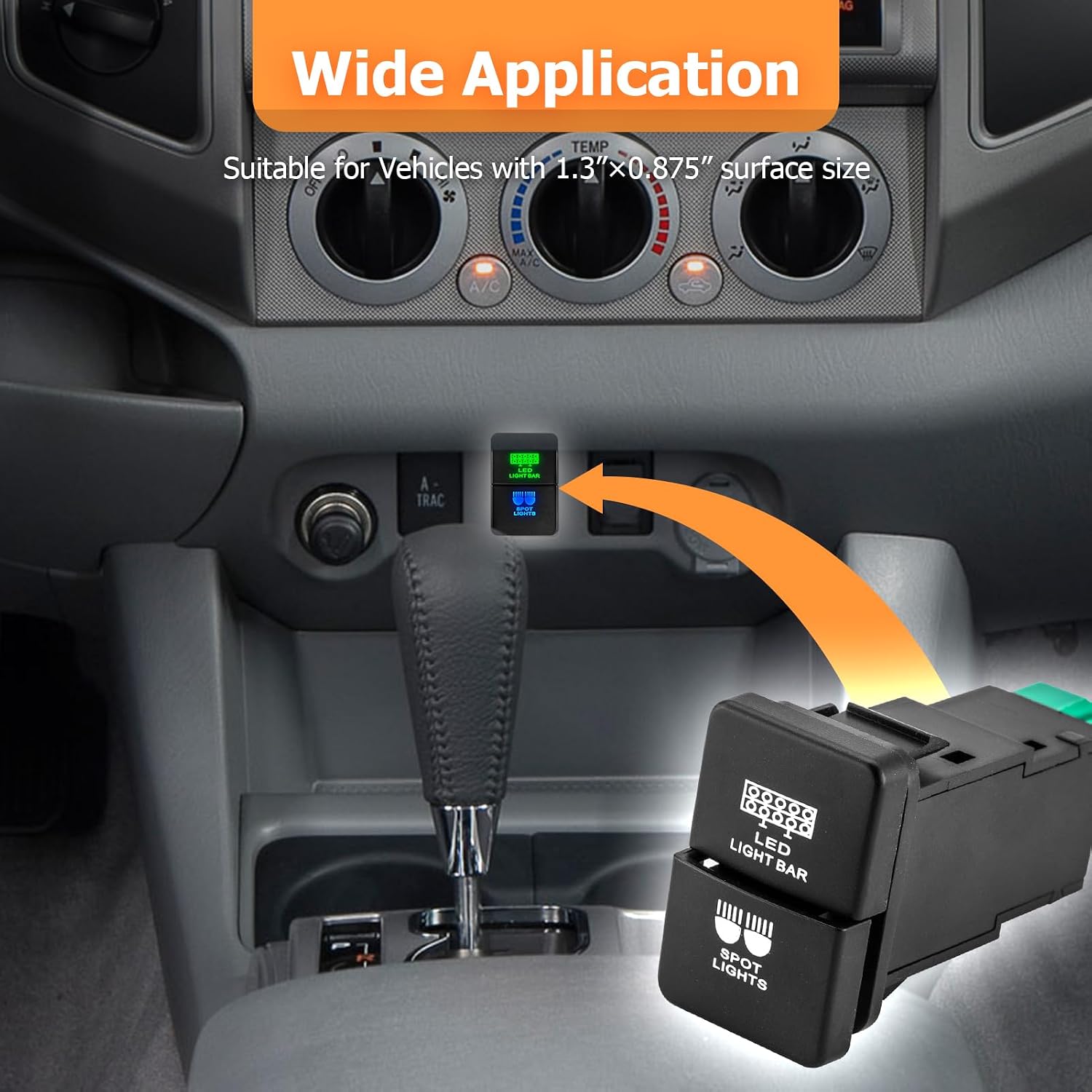 WeiSen Dual Push LED Backlight Button Switch Light Bar & Spot Lights Symbol Blue and Green Dual Backlit ON/Off Switch 12V with Wire kit Compatible with Toyota