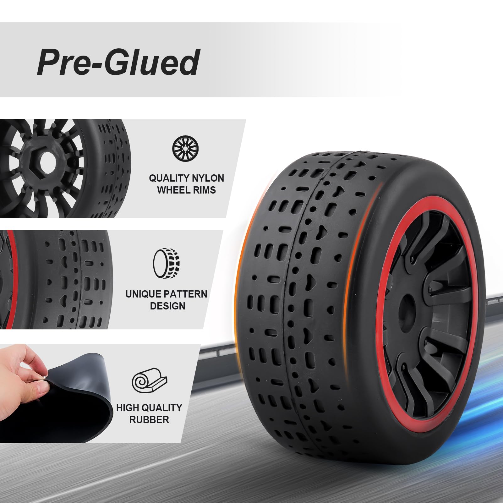 4 Neumáticos RC De 100x42mm Para Arrma 1/7 Infraction, Felony Y Limitless – Caucho Suave Con Textura Antideslizante, Color Azul