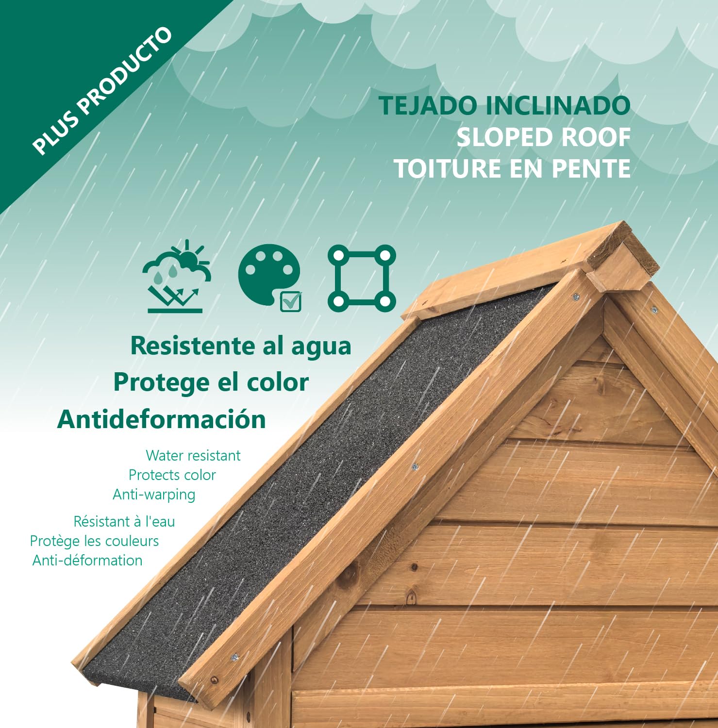 The Homeweeks Cobertizo Armario Caseta | Luka | Madera Tratada Maciza 70 * 35 * 177cm | Armario Multiusos | Impermeable | para Almacenamiento y Protección de Herramientas y Accesorios de Jardín