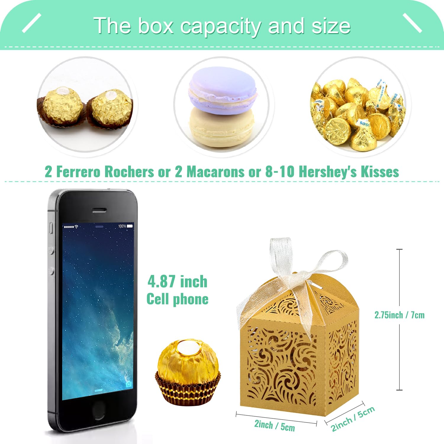 Snapklik.com : COTOPHER 100Pcs Laser Cut Favor Boxes, 2x2x2.75in Small ...