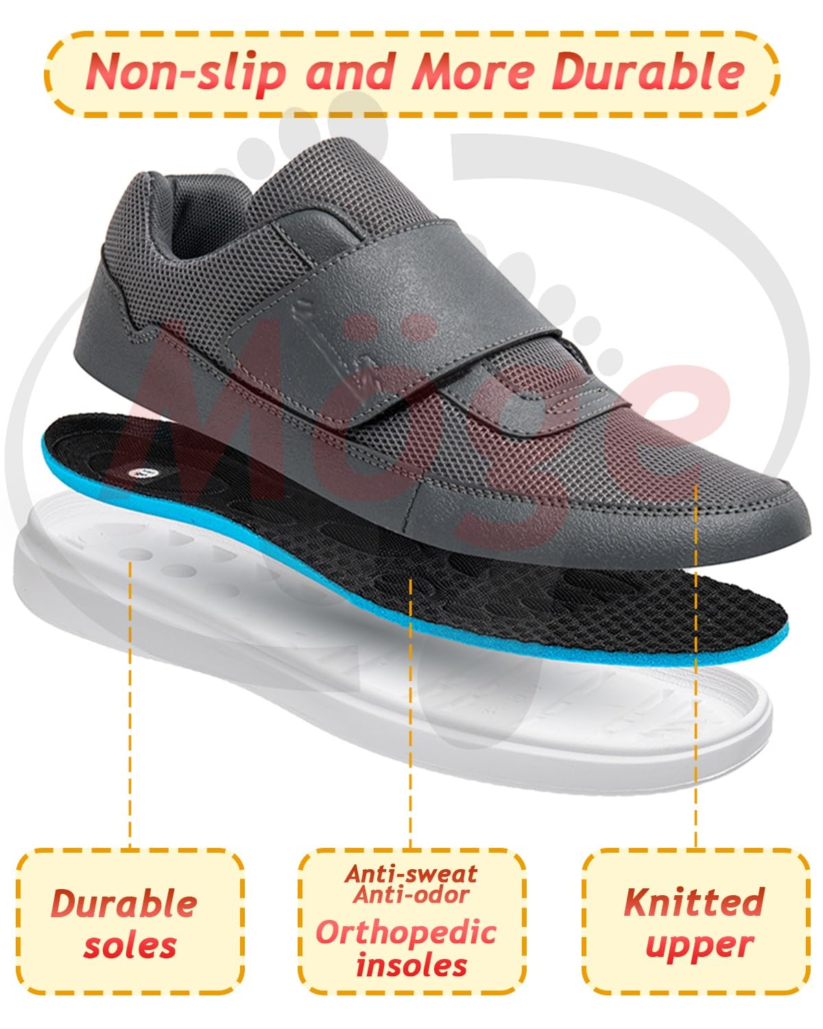 Zapatos para Pies Delicados Zapatos sin Cordones para Caminar para Mujer con Manos Libres Transpirable Ajustable para Edema Zapatos hinchados
