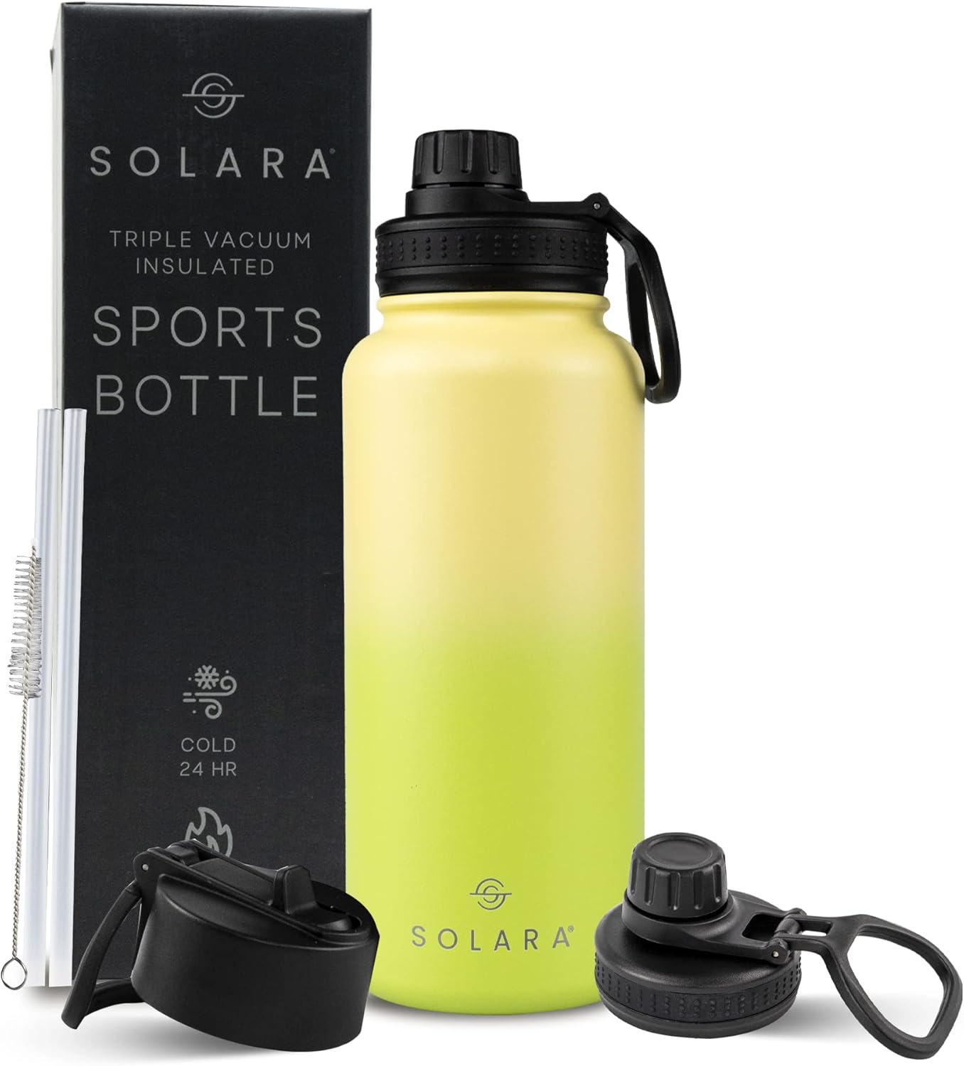 SOLARA 1l Water Bottle Stainless Steel Water Bottle with Straw