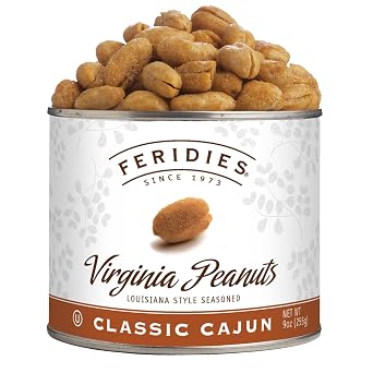 FERIDIES Super Extra Large Classic Cajun Gourmet Virginia Peanuts 9oz can
