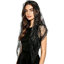 DOCILA Triangle Veil Shimmering Church Wedding Mass Mantilla Veil HeadScarf