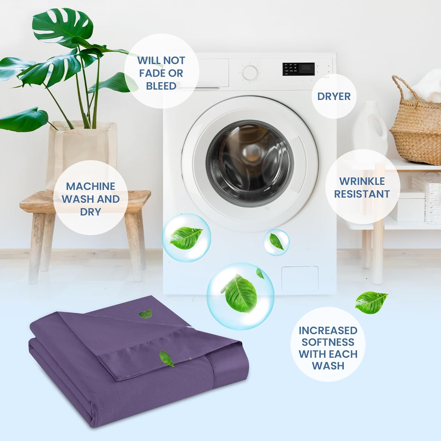 Thermee Micro Flannel Full/Queen Size Blankets, Lightweight All Seasons Cozy Blanket, Throw Blankets for Home and Living Room, Comfy & Soft Blanket for Couch, Machine Wash, No Pilling - Purple - Image 8