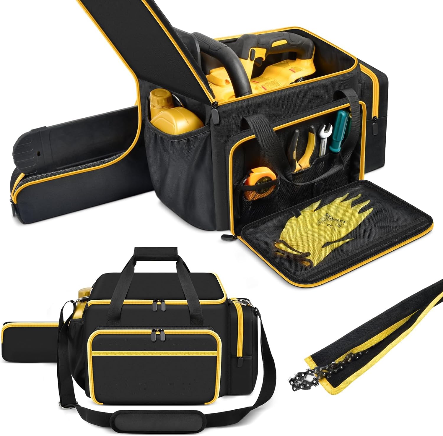 Chainsaw Case Compatible with DEWALT 20V, for EGO, for Greenworks for CRAFTSMAN 10/12 inch Chainsaw Cordless with Electric Chains Bag, Tools Storage for Battery, Oil, Charger Accessories (Box Only)