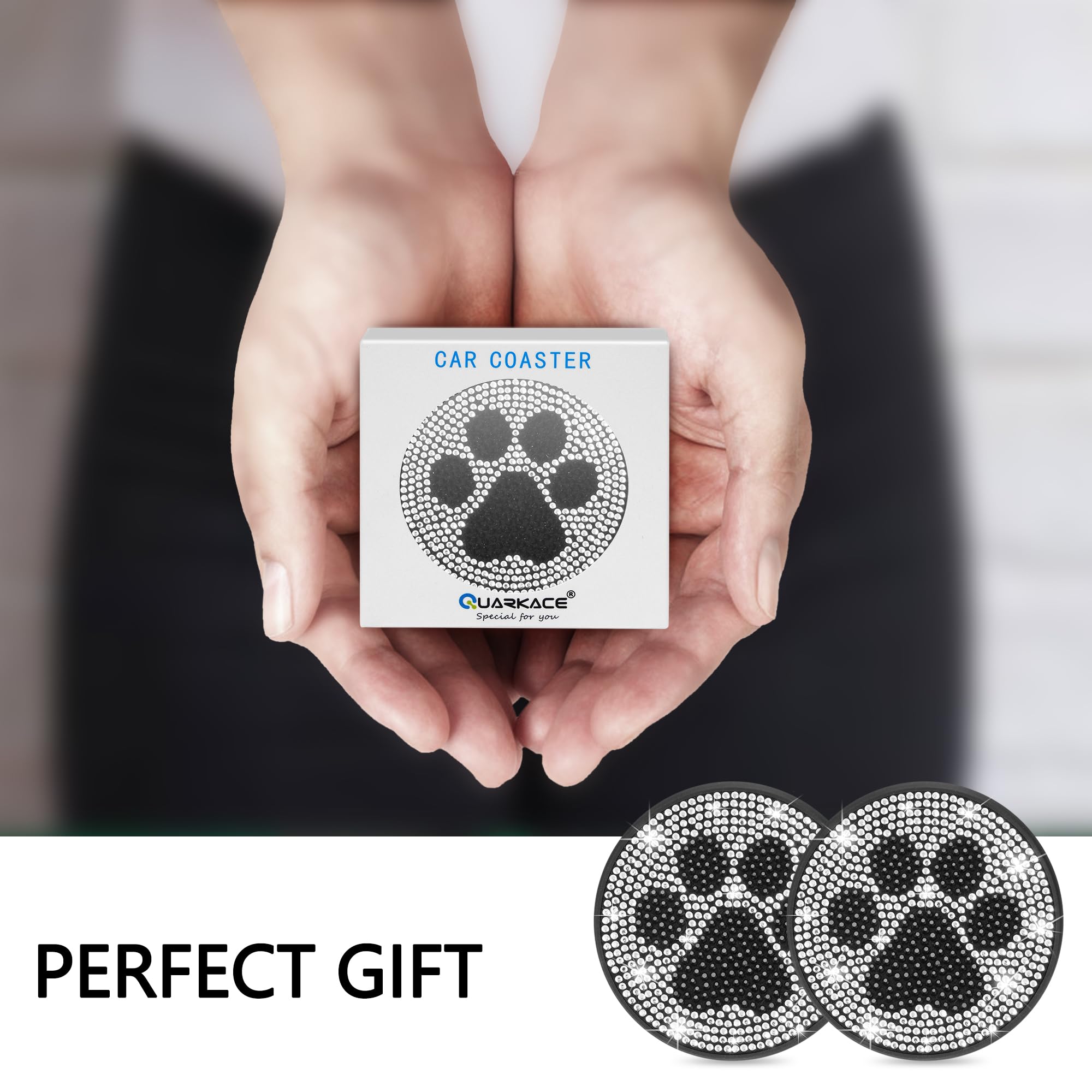 Bling Car Coasters for Cup Holder 2 Pack 2 75 Sparkling Drink Inserts - Non-Slip Crystal Car Interior — view 5