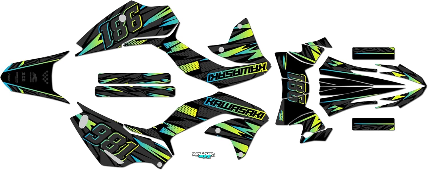 Graphics Kit for Kawasaki KLX 230 (2020,2021,2022,2023) Twitch Series Lime 16 Mil - Dirt bike Custom Racing Graphics Decals Stickers Kit, no-plastics