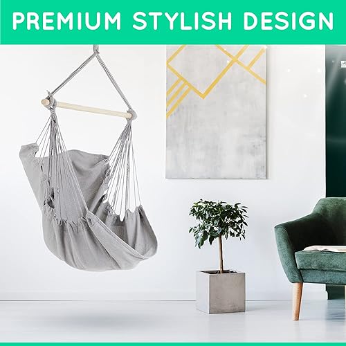 Miniatura 5 de Project One Silla hamaca de cuerda colgante, asiento columpio de cuerda colgante con bolsa de transporte y kit de herramientas perfecto para