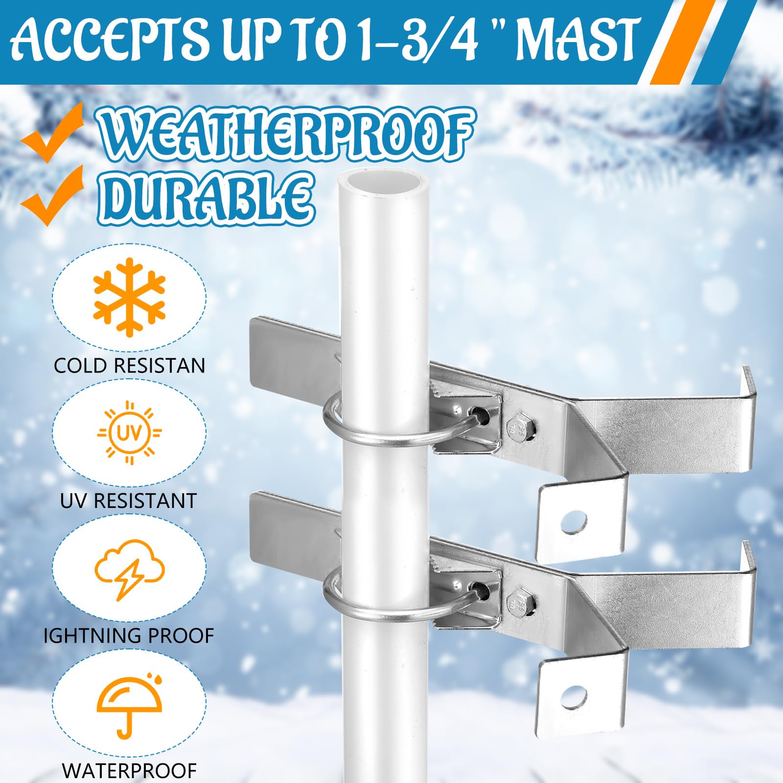 Blulu Adjustable Chimney Antenna Mount Kit Y Type TV Antenna Mounting Bracket Accepts up to 1