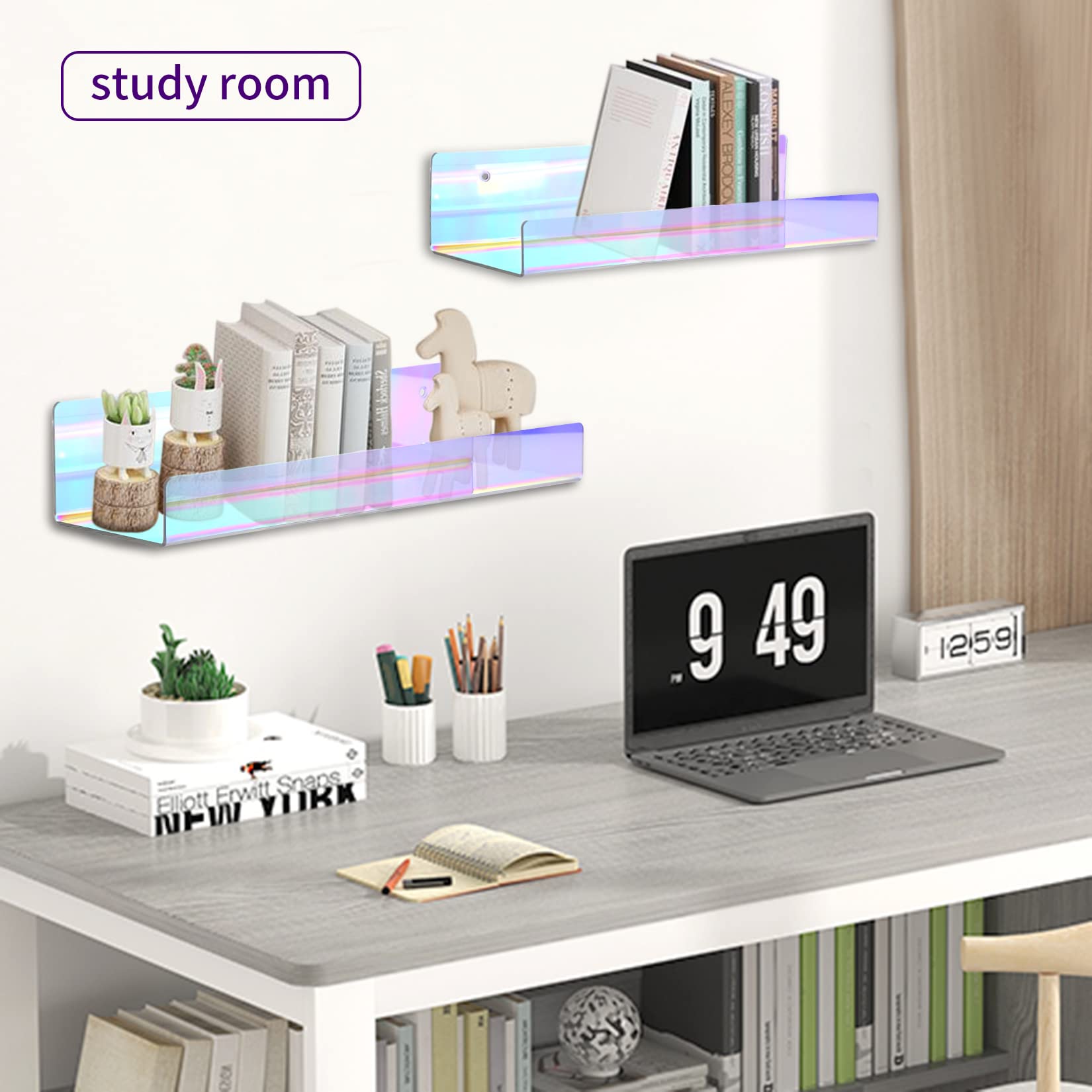 Estante Flotante acrílico de 2/4 Uds., Estante montado en la Pared de Color arcoíris, estantes Simples de Almacenamiento para baño, estantes para Especias de Cocina