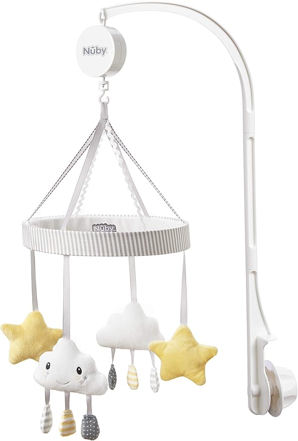Nuby Musical Cot Mobile for Babies with Cloud and Star Rotating Toys