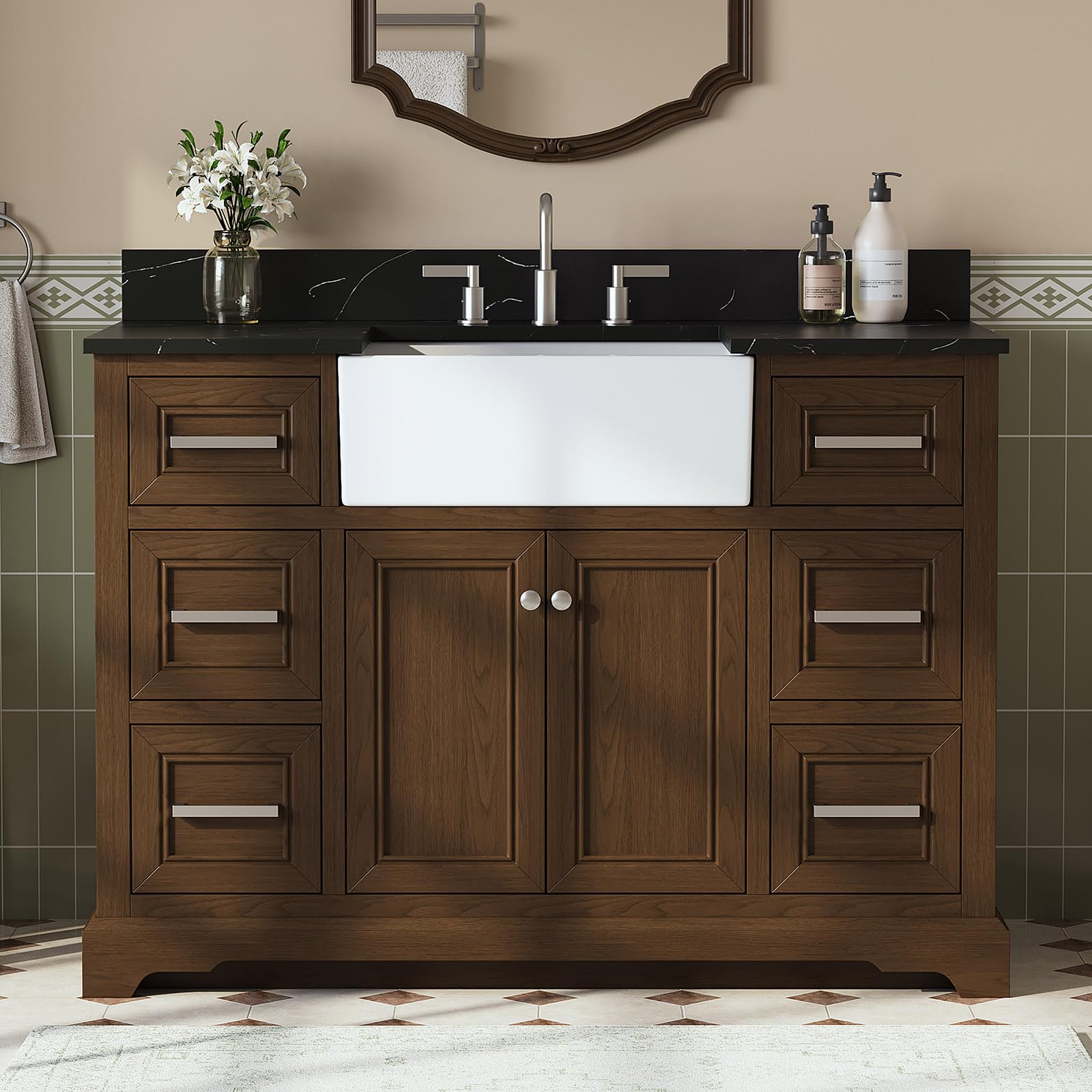 DELUXE LIVING 48-Inch Quartz Top Vanity