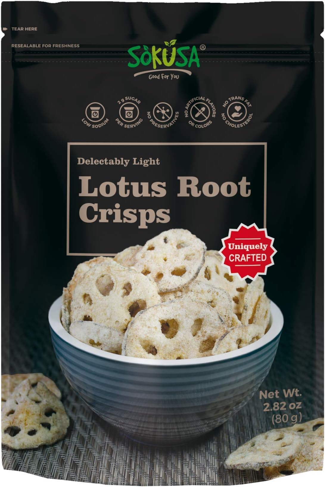 SoKusa Lotus Root Crisps 5.64oz (2 PACK of 2.82 oz)