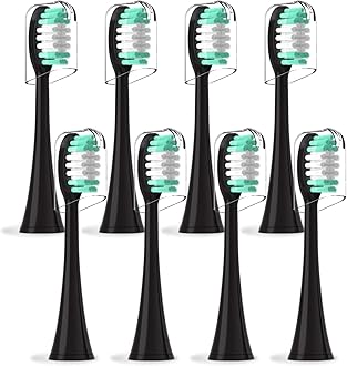 Replacement Toothbrush Heads Compatible with Aquasonic Black Series and Vibe Series - 8 Pack Electric Brush Heads for Aqua Sonic (Black)