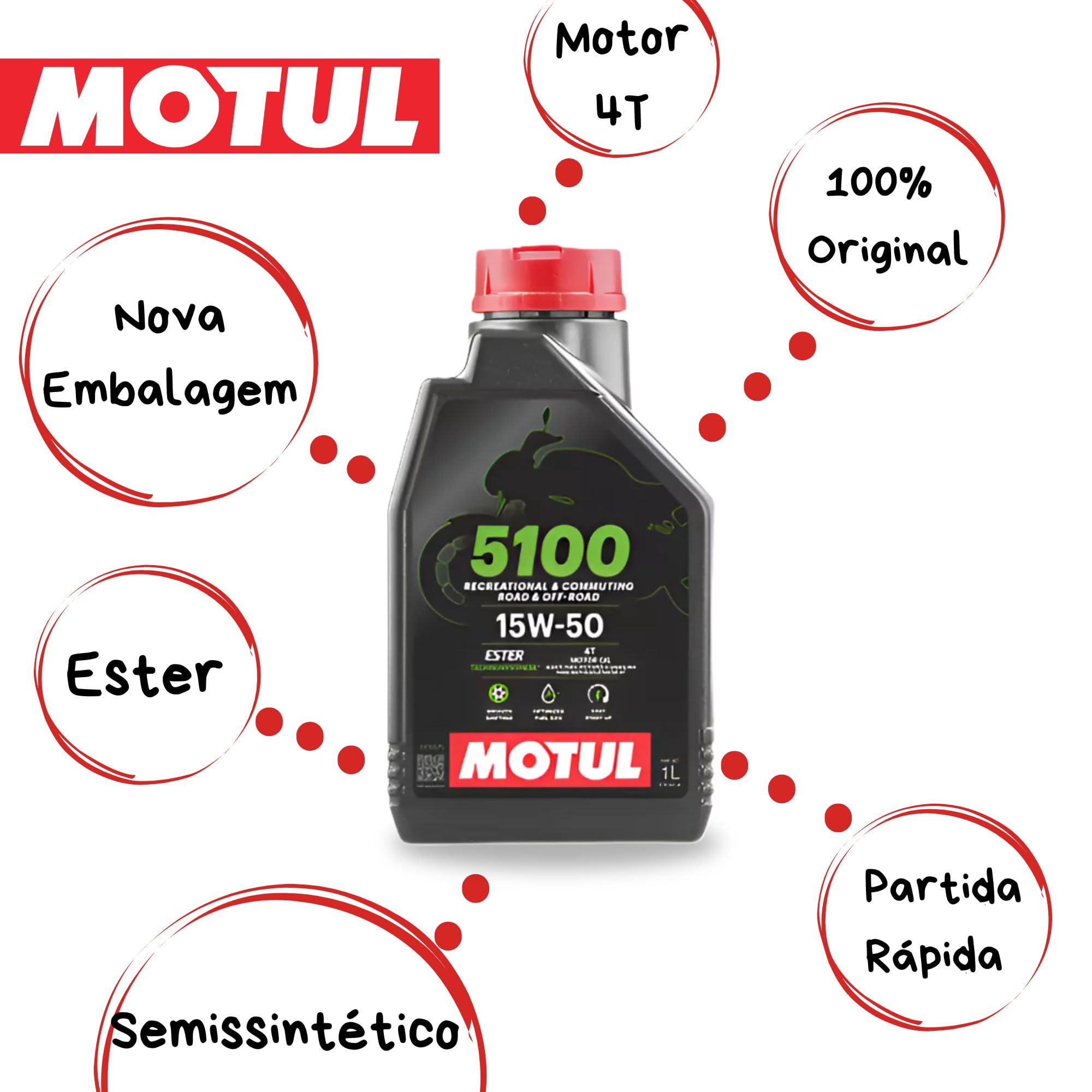 Óleo Motul 5100 4T (Semi-sintético) 15W50 1L : Amazon.com.br
