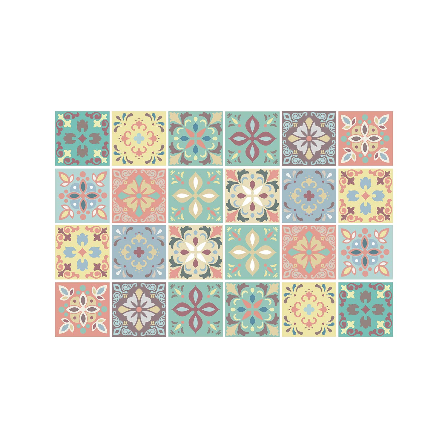 Walplus Marbella Colourful Spanish Peel And Stick Wall Tiles24Pcs 15X15Cm Self Adhesive Tile Sticker For Bathroom And Kitchen from B&Q