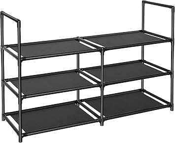 Easyhouse 3 Tier Metal Construction Shoe Rack, Sturdy Shelf Organizer for Entryway, Bedroom, Closet, 12-16 Pairs Shoe and Boo