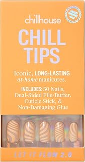 Chillhouse - Chill Tips, Press on Nails Kit - Let It Flow 2.0 (Oval) - 24 Nail Shapes & Sizes - Up to 3 Weeks of Wear - Customizable Fit - Reusable - Latina Founded & Women Owned - Beauty & Self Care